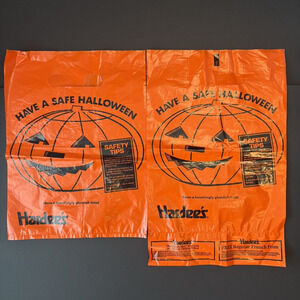 Lot of 2 Vintage Halloween Trick Or Treat Bag Hardee's 1986 Nostalgic Fast Food